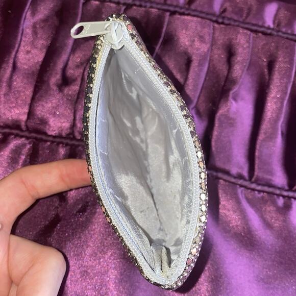 Change Purse Metallic Silver Small Holiday EUC 70s 80s 90s Shimmer Glitter NYE - Picture 3 of 10